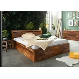 MASSIVMOEBEL24.DE Bett Sheesham 200x200 walnuss gewachst TORONTO #258