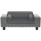 vidaXL Hundesofa Grau 81 x 43 x 31 cm Plüsch und Kunstleder
