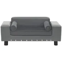 vidaXL Hundesofa Grau 81 x 43 x 31 cm Plüsch und Kunstleder
