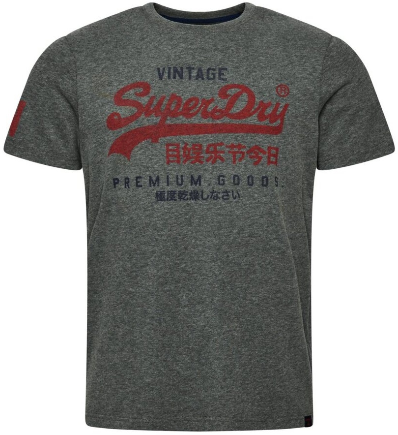 Superdry Herren T-Shirt - VINTAGE VL CLASSIC TEE, Logo, Rundhals, einfarbig Grau Meliert S