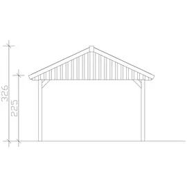 SKANHOLZ Wallgau Einzelcarport 4,30 x 7,50 m schiefergrau mit roten Dachschindeln und Pfostenanker