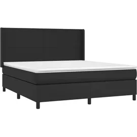 vidaXL Boxspringbett mit Matratze & LED Schwarz 180x200 cm Kunstleder