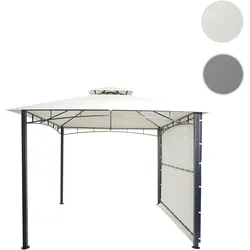 Pergola HWC-F94, Garten Pavillon, Stahl bewegliche Seitenwand 2,5x2,5m ~ creme-beige