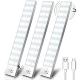 Schrankleuchten, 3er-pack, 5000 K, Kabellose Usb-led-schrankleuchten Mit Bewegungssensor, Wiederaufladbar, Integrierter Magnet, Nachtlicht Für Kleiderschrank, Abstellraum, Treppenhaus, Küche, Flur – 2