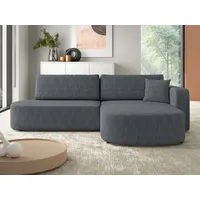 MIRJAN24 Ecksofa Zerte Cord, mit Bettkasten und Schlaffunktion, 252x175x72-82 cm, Holzkonstruktion grau