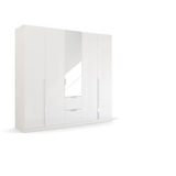 RAUCH Glamour by Quadra Spin Weiß / Weiß, 5-trg. mit Spiegel, inkl. 3 Kleiderstangen, 3 Einlegeböden, 2 Schubkästen, BxHxT 226x210x54 cm x 210 cm x 54 cm