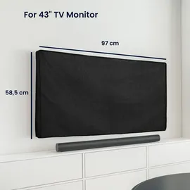 kwmobile 43" TV Abdeckung Indoor - Fernseher Hülle Bildschirmschutz Abdeckung - TV Bildschirm Staubschutzhülle - Fernsehabdeckung - Leinen Schwarz