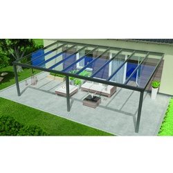GARDENDREAMS Terrassenüberdachung »Expert«, BxT: 400 x 350 cm, grau / RAL9007, Glasdach