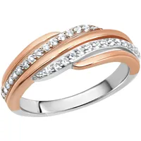 ZEEme Fingerring ZEEME "Silber 925 zweifarbig mit Zirkonia weiß" Gr. 19,5, rot, Fingerringe, Damen, 062 (19,7), Silber 925 (Sterlingsilber), Fingerring