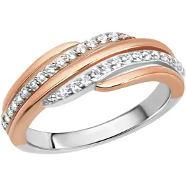ZEEme Fingerring ZEEME "Silber 925 zweifarbig mit Zirkonia weiß" Gr. 19,5, rot, Fingerringe, Damen, 062 (19,7), Silber 925 (Sterlingsilber), Fingerring