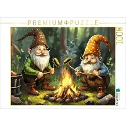 CALVENDO Puzzle Wichtel grillen Kellerasseln am Feuer | 1000 Teile Lege-Größe 64x48cm Foto-Puzzle für glückliche Stunden