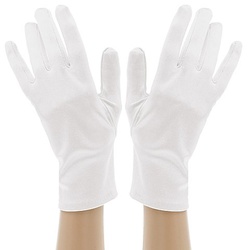 Satin-Handschuhe, weiß, 23 cm