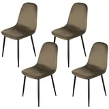 Hti-Living Esszimmerstuhl Samt Savannah Braun 4er Set