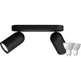 Philips Pongee Aufbauspot - 2 Spots - Schwarz + Philips Hue White & Color GU10 (2x)