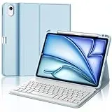 IVEOPPE Tastatur iPad Air 6. Generation, iPad Air 11" Hülle mit Tastatur 2024, Magnetisch Abnehmbare Bluetooth QWERTZ Tastatur für iPad Air 6 11 Zoll 2024, Babyblau