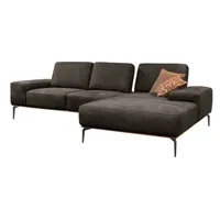 W.SCHILLIG Ecksofa run, Designsofa mit tollem Sitzkomfort, bequem, L-Form, mit Holzsockel, Füße in Schwarz pulverbeschichtet, Breite 279 cm grau