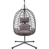 [en.casa] Hängesessel Kandsvas mit Gestell 198x110x95 cm Grau