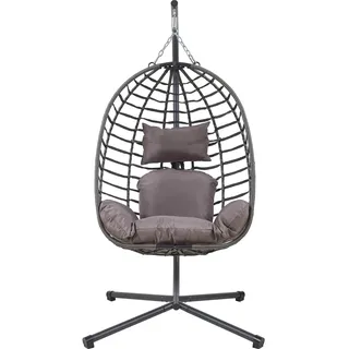 [en.casa] Hängesessel Kandsvas mit Gestell 198x110x95 cm Grau