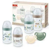 NUK Nature Perfect Start Set mit Temperature Control Trinkflaschen grün/braun, 0+ (10225680)