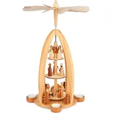 Brubaker Weihnachtspyramide aus Holz - Engel, Jesus, Maria, Josef und Könige - 44 cm große Teelichtpyramide für Weihnachten - Handbemalt - Braun
