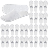 SATINIOR 20 Paar Frottee Slipper für Hochzeitsgäste Weiß Hotelslipper Geschlossen Pantoffeln mit Waffelmuster Unisex Gästepantoffeln für Hochzeit Party Spa Hausschuhe Hotel Hausschuhe für Damen Herren - Einheitsgröße