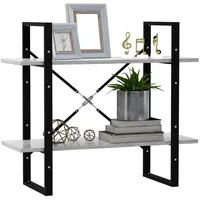 vidaXL Bücherregal 2 Fächer 80 x 30 x 70 cm Betongrau
