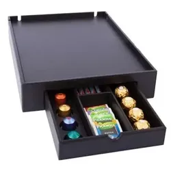Willkommenstablett SPACE aus Kunstleder Schwarz mit Wasserkocher STYLE 1,0 L und Kaffeemaschine START
