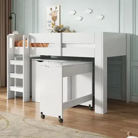 XDOVET Hausbett mit Leiter 90 x 200 cm MDF weiß