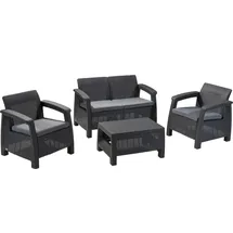 KETER Corfu Set Gartenmöbel-Set Graphit, grau