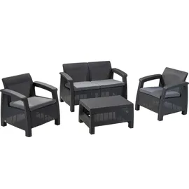 KETER Corfu Set Gartenmöbel-Set Graphit, grau
