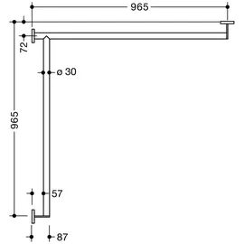 Hewi System 900 Duschhandlauf Edelstahl verchromt 965 x 965 mm links