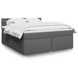 vidaXL Boxspringbett mit Matratze Dunkelgrau 180x200 cm Stoff