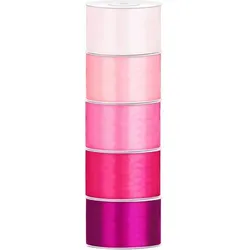 Satin Geschenkband 38mm 5 Farben je 25m lang rosa pink Schleifenband Geschenkverpackung Geburtstag Hochzeit Weihnachten