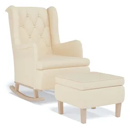 vidaXL Schaukelsessel mit Hocker Creme Stoff