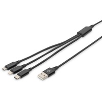 Digitus 3-in-1 Ladekabel USB A - Lightning + Micro USB + USB-C