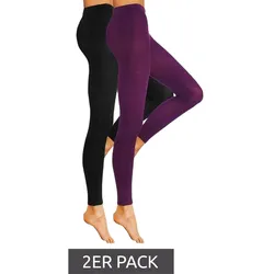 2er Pack ROGO X LAVANA Damen Baumwoll-Leggings bequeme Leggings Sport-Leggings 231533 Schwarz/Lila - 54/56