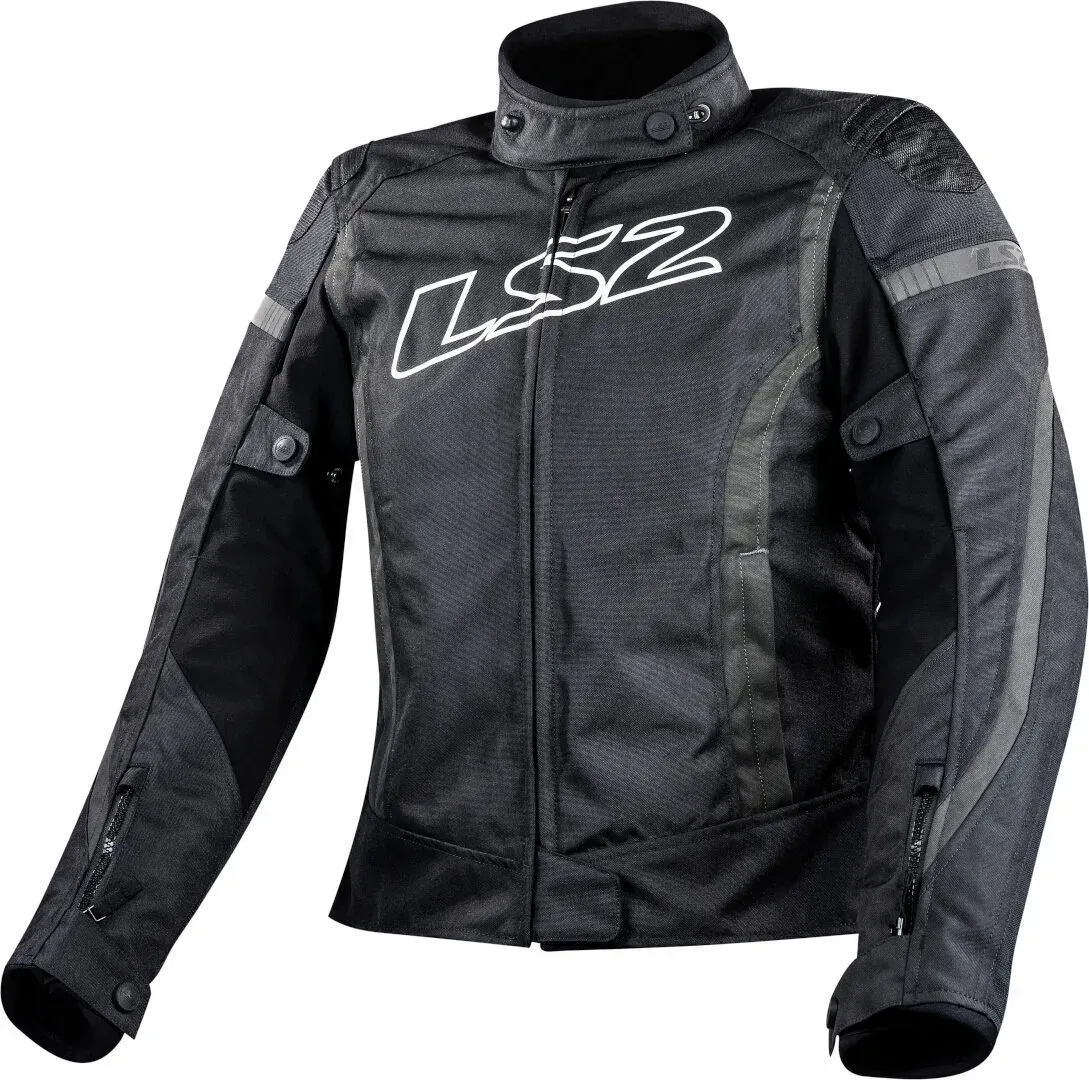 LS2 Gate waterdichte dames motorfiets textieljas, zwart-grijs, S Voorvrouw