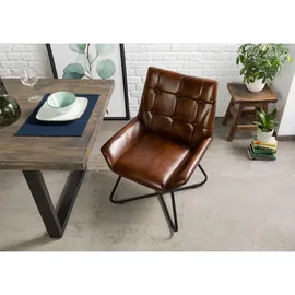 Massivmoebel24 Polsterstuhl Leder braun