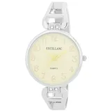 Excellanc Damen-Spangenuhr Armreif-Metallarmband lesbare Ziffern Analog Länge 15 cm Quarz-Armbanduhr Geschenkidee für Frauen (Silber/Gold)
