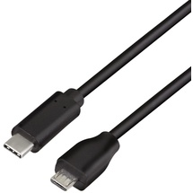 Logilink USB 2.0 C zu micro-USB Anschlusskabel, zum Laden von Geräten & Synchronisieren von Daten, Farbe: Schwarz, Kabellänge: 0,5m