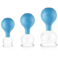 pulox Schröpfgläser aus Echtglas mit Saugball - Set Trio groß Blau: 3 St