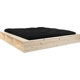 Karup Design Futonbett »Ziggy, in mehreren Breiten, zertifiziertes Massivholz«, praktische Ablagefläche neben der Matratze, viel Stauraum, braun