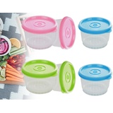 KAPSING 6 Stück Gefrierdosen Klein Dosen mit Deckel Plastik 160ml Behälter Frischhaltedosen mit Deckel Kleine Brotdose Bento box Zubehör für Mikrowellen und Gefrierfachgeeignet(Drei Farben)