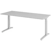 Bümö Schreibtisch Grau, Silber, Nachbildung, Rechteckig, 180x74x80 cm, FSC