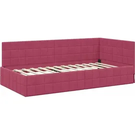 vidaXL Eckbettgestell mit Kopfteil Weinrot 100 cm x 200 cm Samt