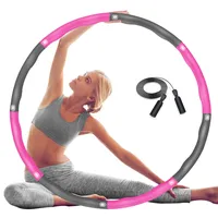 DUTISON Hula Hoop Reifen Erwachsene, Fitness Reifen Übung Gewichteter Massage Hoops mit Schaumstoff Einstellbar, 6-8 Knotens Segmente Abnehmbare Größenverstellbare Design für Anfänger - mit Springseil