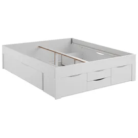 RELITA Stauraumbett Noah 180 x 200 cm, ohne Lattenrost mit 6 Bettschubladen, Ausf. Weiß Dekor