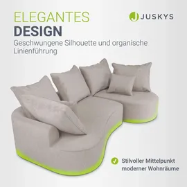 Juskys Eckcouch Samt 4-Sitzer Beige