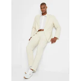 bonprix Anzug (Set, 2-tlg) zweiteiliges Set mit Sakko und Hose, aus Leinen und Baumwolle beige 66