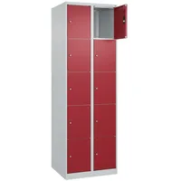 Californian Products CP Schließfachschrank Classic Plus lichtgrau, rubinrot 080000-205 S10001, 10 Schließfächer 60,0 x 50,0 x 185,0 cm